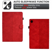 For Samsung Galaxy Tab A9+ Rhombus Embossed Leather Tablet Case(Red)