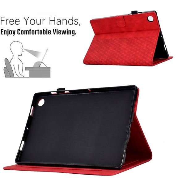 For Samsung Galaxy Tab A9+ Rhombus Embossed Leather Tablet Case(Red)