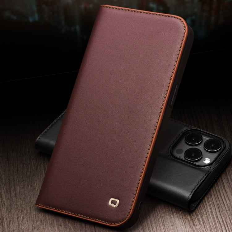 For iPhone 15 QIALINO Classic Gen2 Genuine Leather Phone Case(Brown)