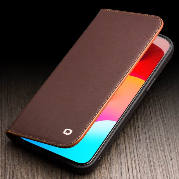 For iPhone 15 Plus QIALINO Classic Gen2 Genuine Leather Phone Case(Brown)