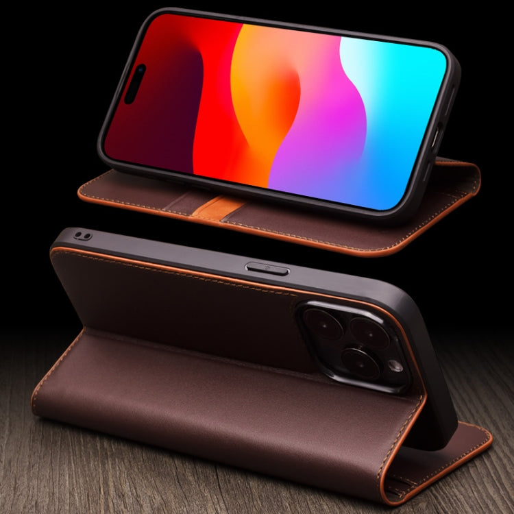 For iPhone 15 QIALINO Classic Gen2 Genuine Leather Phone Case(Brown)