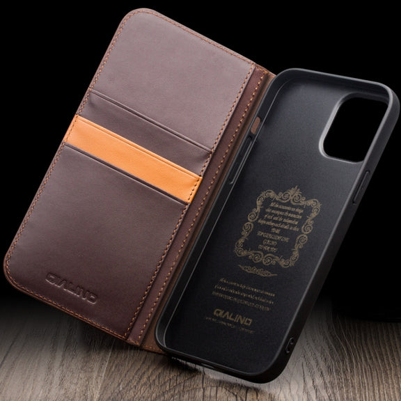 For iPhone 15 QIALINO Classic Gen2 Genuine Leather Phone Case(Brown)