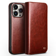 For iPhone 15 Pro QIALINO Classic Genuine Leather Phone Case(Brown) - iPhone 15 Pro Cases by QIALINO | Online Shopping South Africa | PMC TechLife | Buy Now Pay Later Mobicred