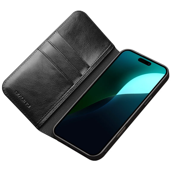 For iPhone 16 Plus QIALINO Classic Genuine Leather Phone Case(Black)