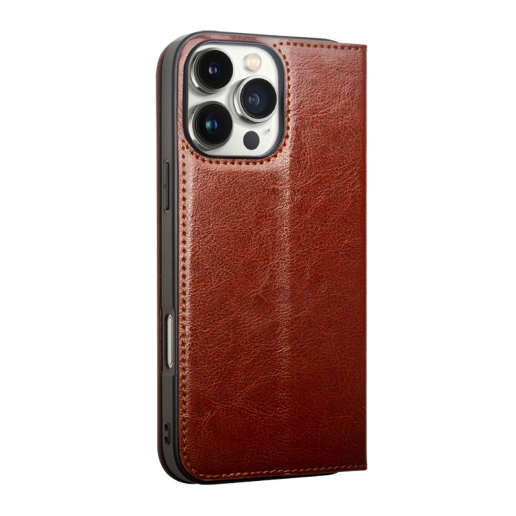 For iPhone 16 QIALINO Classic Genuine Leather Phone Case(Brown)