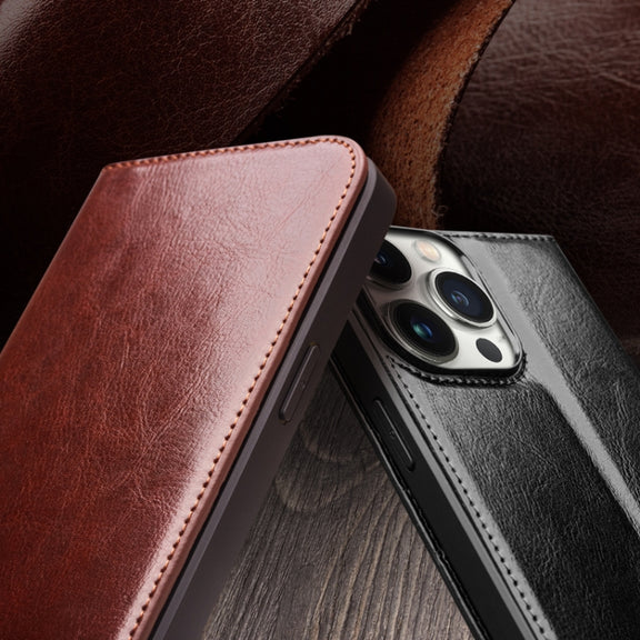 For iPhone 16 Pro QIALINO Classic Genuine Leather Phone Case(Brown)