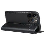 For iPhone 15 Pro Max GEBEI Top-grain Horizontal Flip Leather Phone Case(Black)