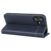 For iPhone 16 GEBEI Top-grain Horizontal Flip Leather Phone Case(Blue)