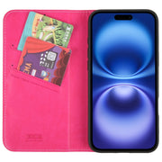 For iPhone 16 GEBEI Top-grain Horizontal Flip Leather Phone Case(Rose Red)