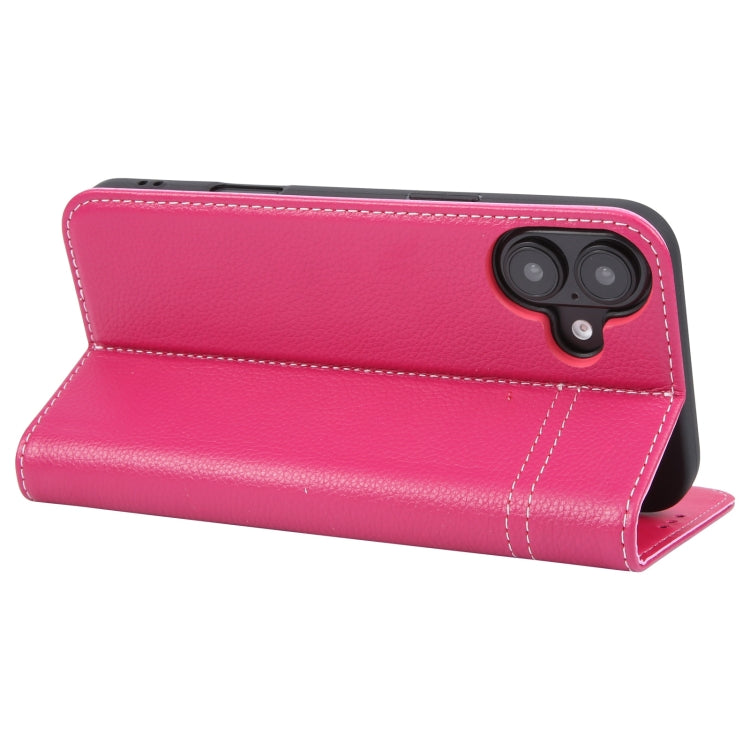For iPhone 16 GEBEI Top-grain Horizontal Flip Leather Phone Case(Rose Red)
