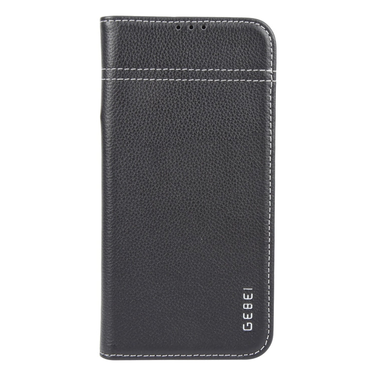 For iPhone 16 Pro GEBEI Top-grain Horizontal Flip Leather Phone Case(Black)