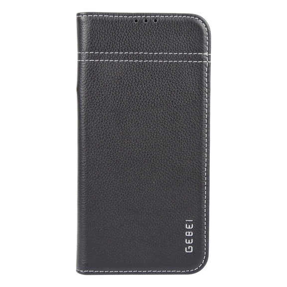 For iPhone 16 Pro GEBEI Top-grain Horizontal Flip Leather Phone Case(Black)