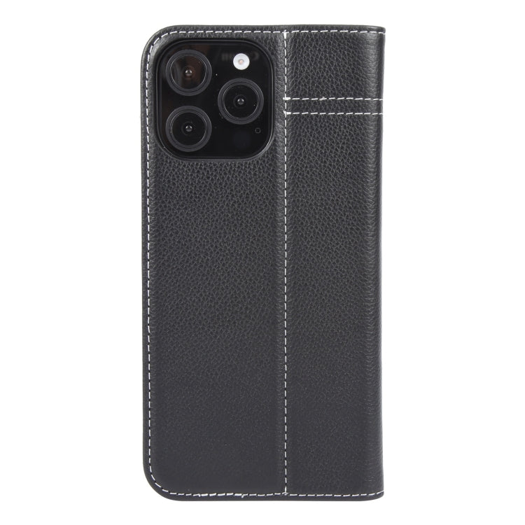 For iPhone 16 Pro GEBEI Top-grain Horizontal Flip Leather Phone Case(Black)