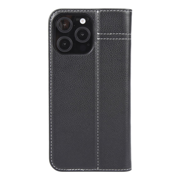 For iPhone 16 Pro GEBEI Top-grain Horizontal Flip Leather Phone Case(Black)
