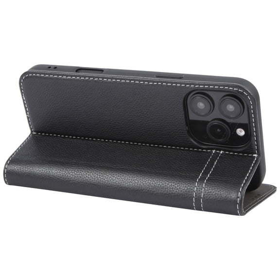 For iPhone 16 Pro GEBEI Top-grain Horizontal Flip Leather Phone Case(Black)