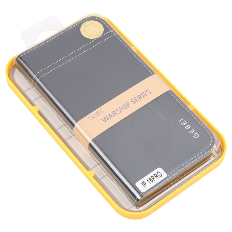 For iPhone 16 Pro GEBEI Top-grain Horizontal Flip Leather Phone Case(Black)