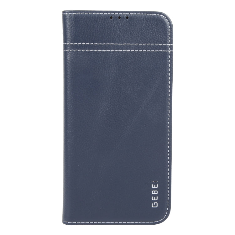 For iPhone 16 Pro GEBEI Top-grain Horizontal Flip Leather Phone Case(Blue)