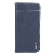 For iPhone 16 Pro GEBEI Top-grain Horizontal Flip Leather Phone Case(Blue)