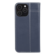 For iPhone 16 Pro GEBEI Top-grain Horizontal Flip Leather Phone Case(Blue)