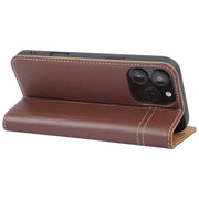 For iPhone 16 Pro GEBEI Top-grain Horizontal Flip Leather Phone Case(Brown)