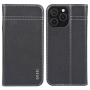 For iPhone 16 Pro Max GEBEI Top-grain Horizontal Flip Leather Phone Case(Black)