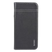 For iPhone 16 Pro Max GEBEI Top-grain Horizontal Flip Leather Phone Case(Black)