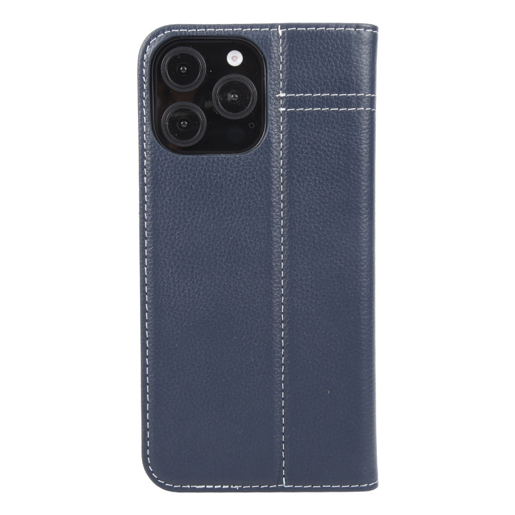 For iPhone 16 Pro Max GEBEI Top-grain Horizontal Flip Leather Phone Case(Blue)