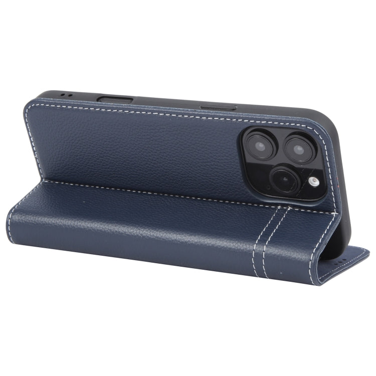 For iPhone 16 Pro Max GEBEI Top-grain Horizontal Flip Leather Phone Case(Blue)