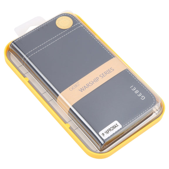 For iPhone 16 Pro Max GEBEI Top-grain Horizontal Flip Leather Phone Case(Blue)