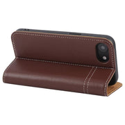 For iPhone 16e GEBEI Top-grain Horizontal Flip Leather Phone Case(Brown)