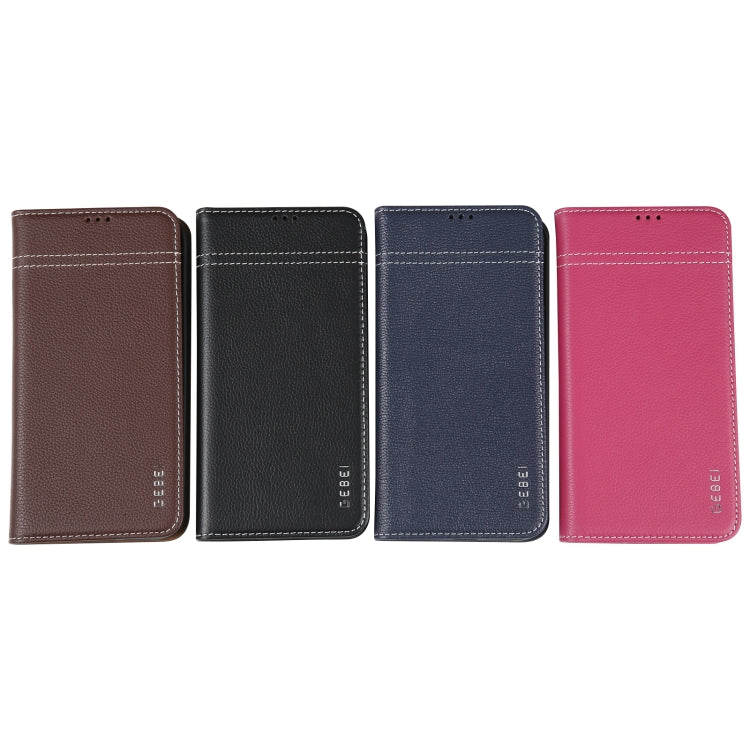 For iPhone 15 Pro Max GEBEI Top-grain Horizontal Flip Leather Phone Case(Black)