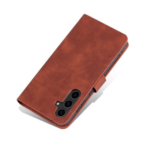 For Samsung Galaxy S24 5G AZNS Skin Feel Calf Texture Flip Leather Phone Case(Brown)