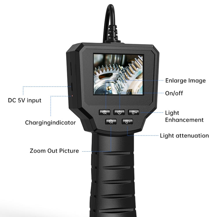 128AV 8mm Lenses Industrial Pipeline Endoscope with 2.4 inch Screen, Spec:10m Tube