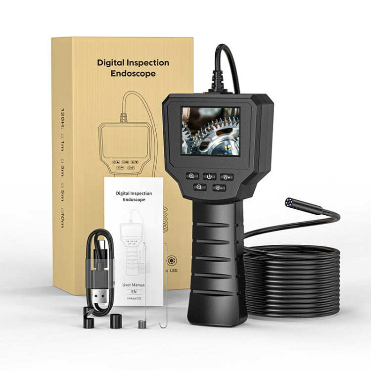 128AV 8mm Lenses Industrial Pipeline Endoscope with 2.4 inch Screen, Spec:10m Tube