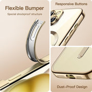 For iPhone 15 Magsafe Magnetic Transparent Electroplated TPU Phone Case(Gold)