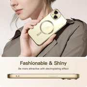 For iPhone 15 Magsafe Magnetic Transparent Electroplated TPU Phone Case(Gold)