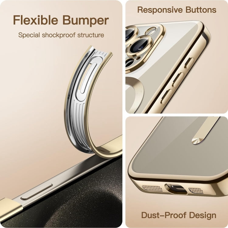 For iPhone 14 Pro Max Magsafe Magnetic Transparent Electroplated TPU Phone Case(Gold)
