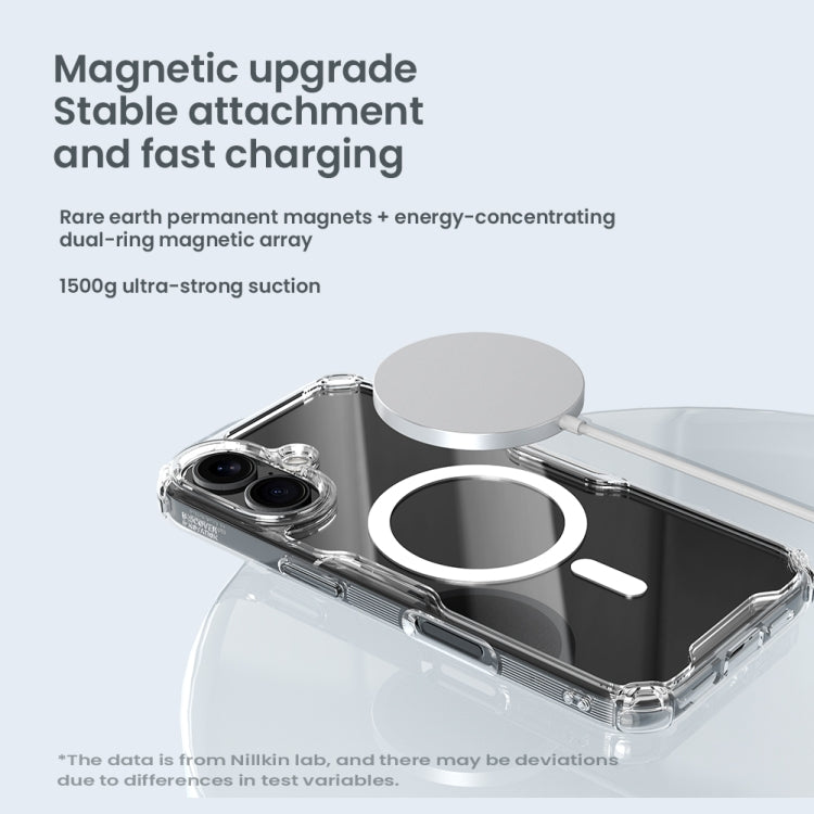 For iPhone 16 Plus NILLKIN Ultra Clear Magsafe PC + TPU Phone Case(Blue)