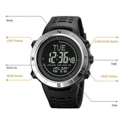 Shimei 2096 Multifunctional Men 50M Water-resistant Compass Noctilucent Digital Wrist Watch(Gold)
