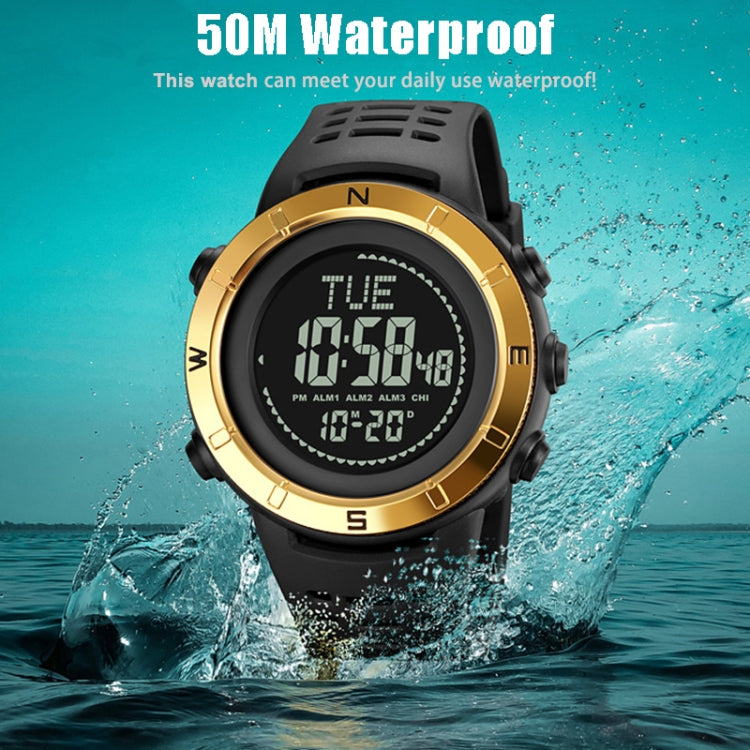 Shimei 2096 Multifunctional Men 50M Water-resistant Compass Noctilucent Digital Wrist Watch(Black)