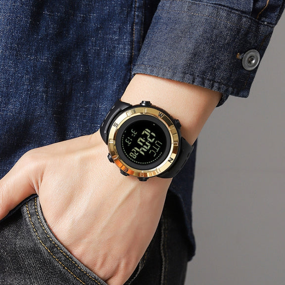 Shimei 2096 Multifunctional Men 50M Water-resistant Compass Noctilucent Digital Wrist Watch(Gold)