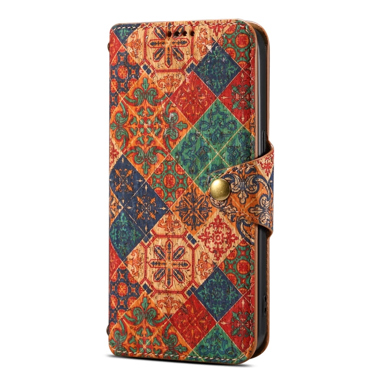 For iPhone 16 Pro Denior Flower Language Series Cork Fabric Oil Edge Leather Phone Case(Winter)