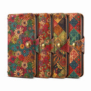 For iPhone 16 Pro Denior Flower Language Series Cork Fabric Oil Edge Leather Phone Case(Winter)