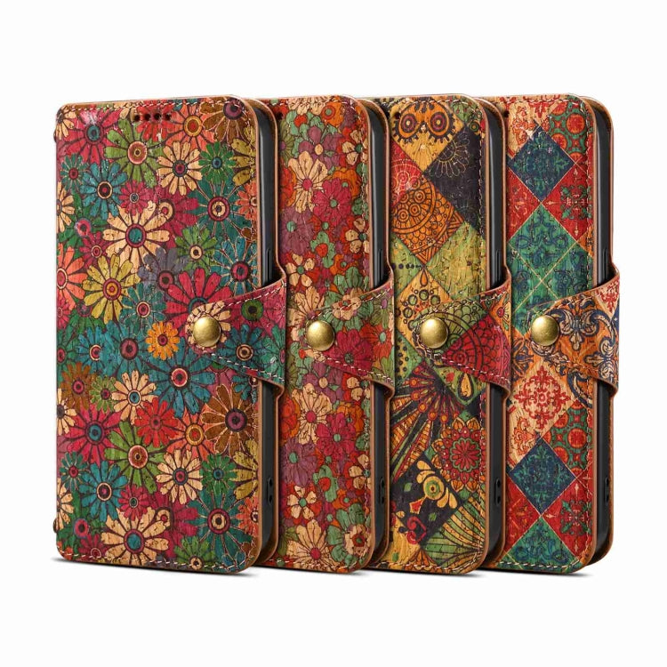 For iPhone 16 Pro Denior Flower Language Series Cork Fabric Oil Edge Leather Phone Case(Winter)