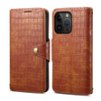 For iPhone 15 Pro Max Denior Crocodile Texture Oil Edge Leather Phone Case(Brown) - free shipping - PMC TechLife - Order now!