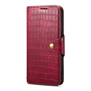 For iPhone 16 Denior Crocodile Texture Oil Edge Leather Phone Case(Rose Red)