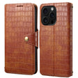 For iPhone 16 Pro Denior Crocodile Texture Oil Edge Leather Phone Case(Brown) - iPhone 16 Pro Cases by Denior | Online Shopping South Africa | PMC TechLife | Buy Now Pay Later Mobicred