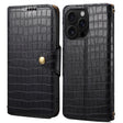 For iPhone 16 Pro Denior Crocodile Texture Oil Edge Leather Phone Case(Black) - free shipping - PMC TechLife - Order now!