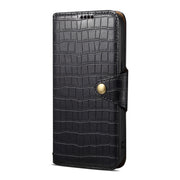 For iPhone 16 Pro Denior Crocodile Texture Oil Edge Leather Phone Case(Black)