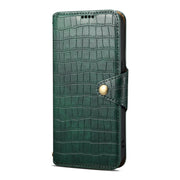 For iPhone 16 Pro Max Denior Crocodile Texture Oil Edge Leather Phone Case(Green)